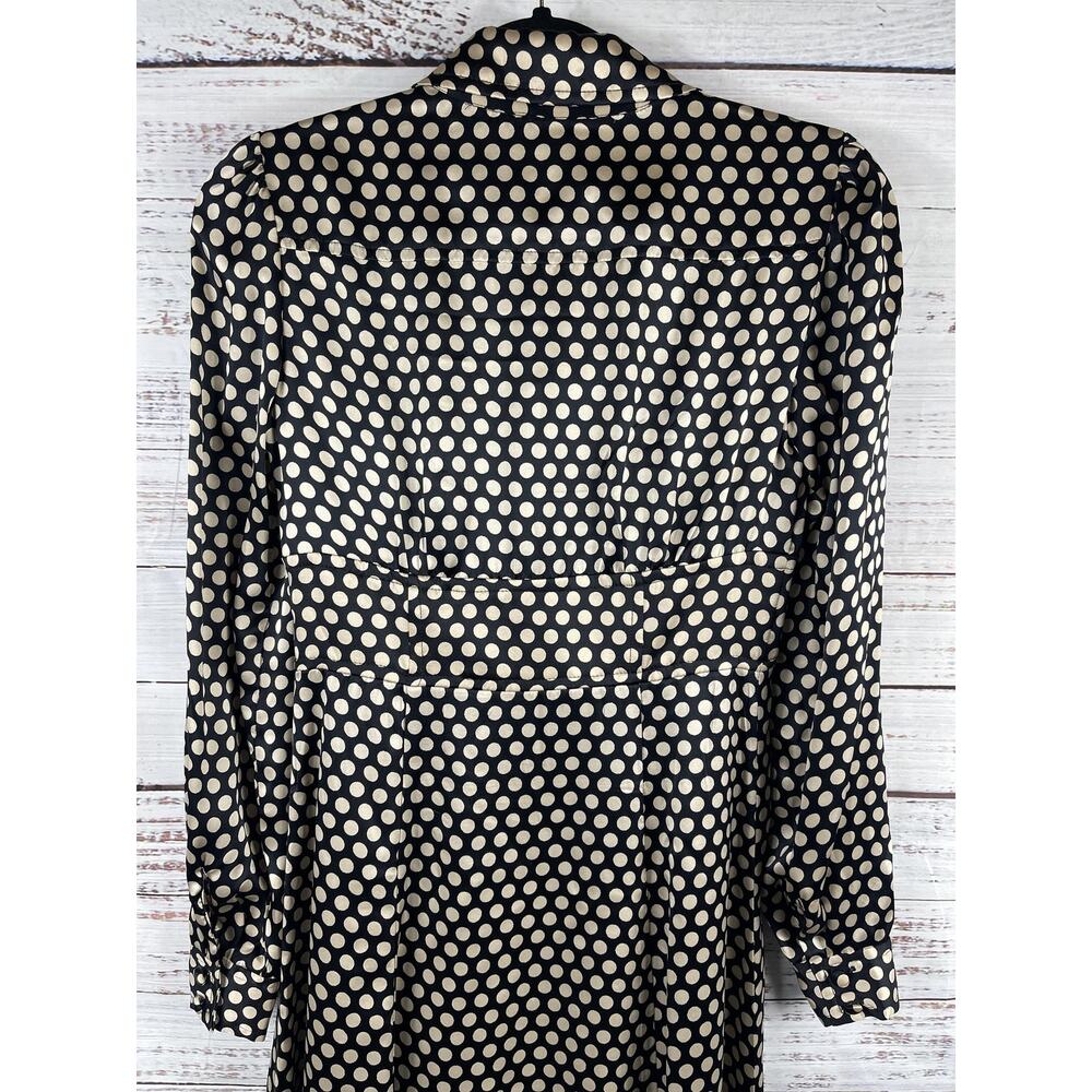 Nanette Lepore Dress Women's 2 Black Polka Dot Silk Shirt Fit Flare Knee Length - Picture 10 of 12
